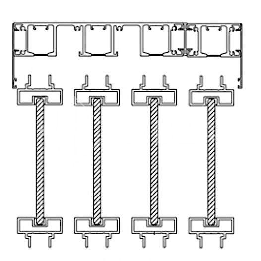 Раздвижная система FDS-18.4 телескопическая для четырех дверей 4+0, черный