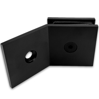 Коннектор для стекла Альфа α FDK-17, стена-стекло 135° с пластиной, нержавейка/черный