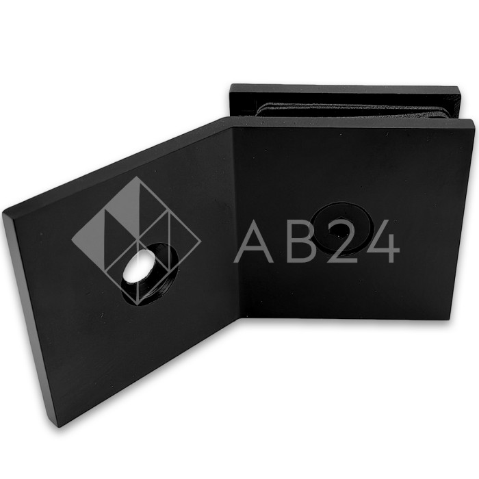 Коннектор для стекла Альфа α FDK-17, стена-стекло 135° с пластиной, нержавейка/черный