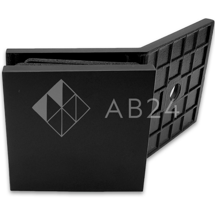 Коннектор для стекла Альфа α FDK-17, стена-стекло 135° с пластиной, нержавейка/черный