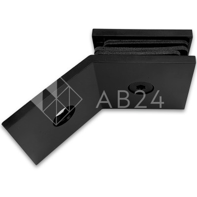 Коннектор для стекла Альфа α FDK-17, стена-стекло 135° с пластиной, нержавейка/черный