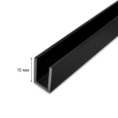 Профиль FDPA-52.22-DEF с дефектом для стекла 15х12х1.5 черный 2,2 м, алюминий/черный