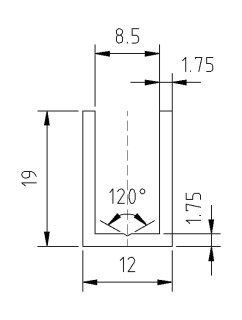 Профиль для стекла FDPA-51.22, 19х12х1,75, длина 2,2 м, алюминий/белый