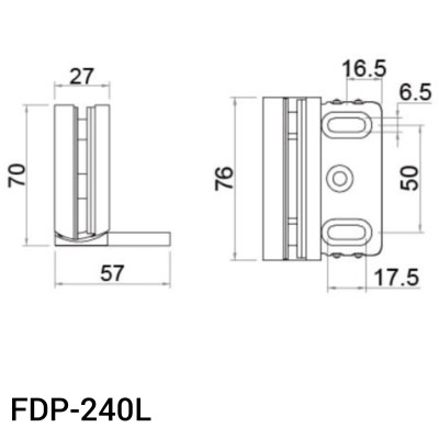 Петля Фурия FDP-240L стена-стекло 90° левая, с подъемным механизмом, латунь/хром