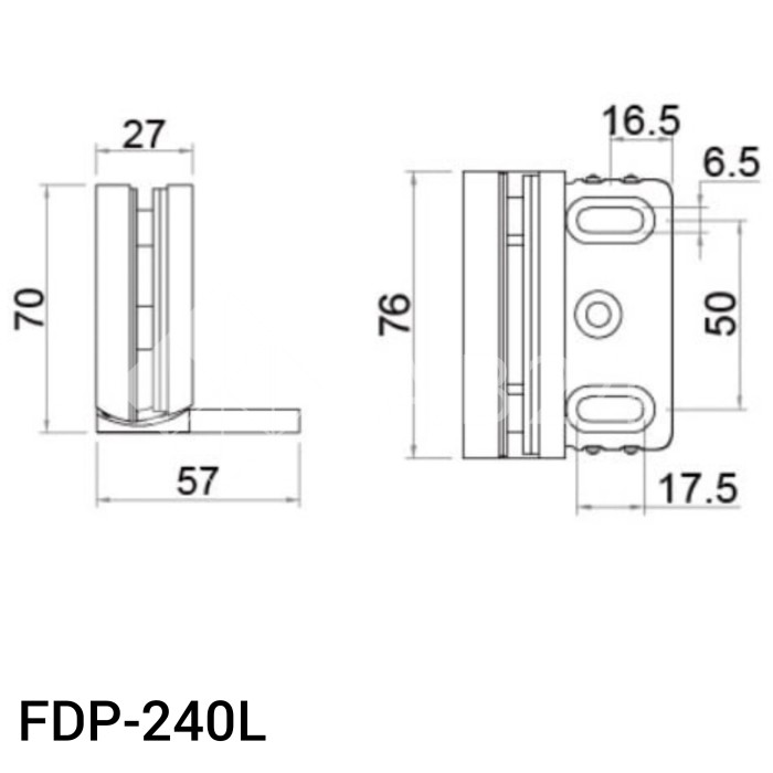 Петля Фурия FDP-240L стена-стекло 90° левая, с подъемным механизмом, латунь/хром