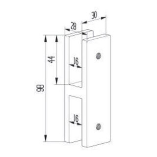 Крепление FKK-204, 98х30 мм стекло-стекло 180°, нержавейка/матовый