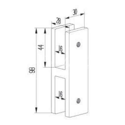 Крепление FKK-204, 98х30 мм стекло-стекло 180°, нержавейка/матовый