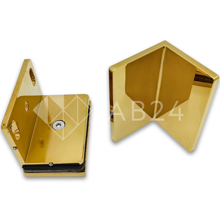 Коннектор для стекла Пегас FDK-131, стекло-стена 90°, 90х55 мм, латунь/золото