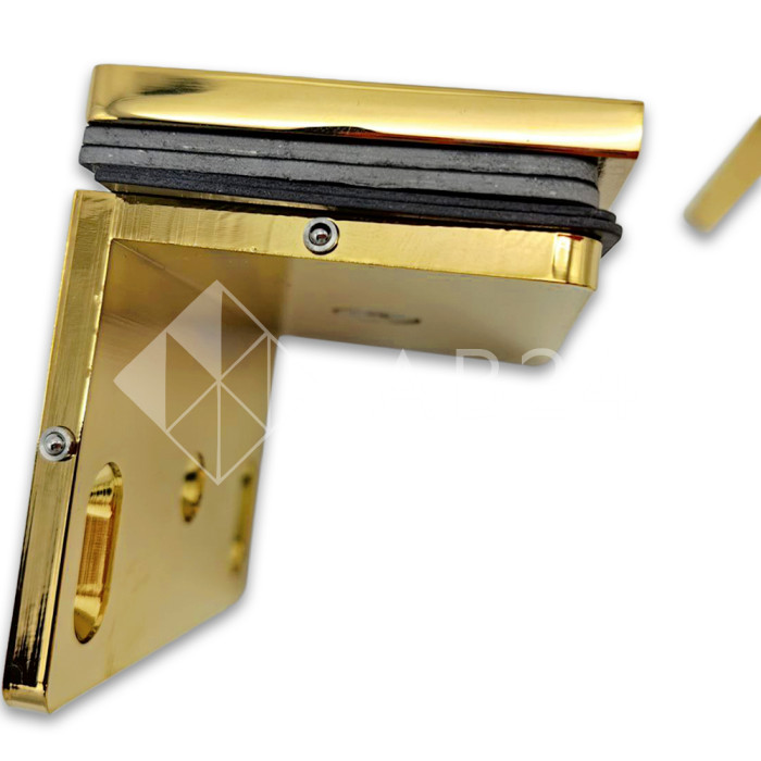 Коннектор для стекла Пегас FDK-131, стекло-стена 90°, 90х55 мм, латунь/золото