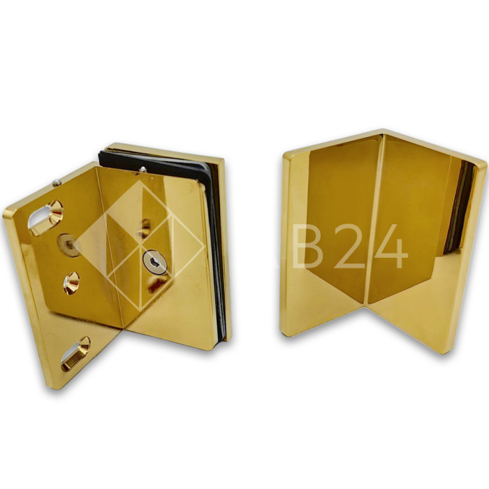 Коннектор для стекла Пегас FDK-131, стекло-стена 90°, 90х55 мм, латунь/золото