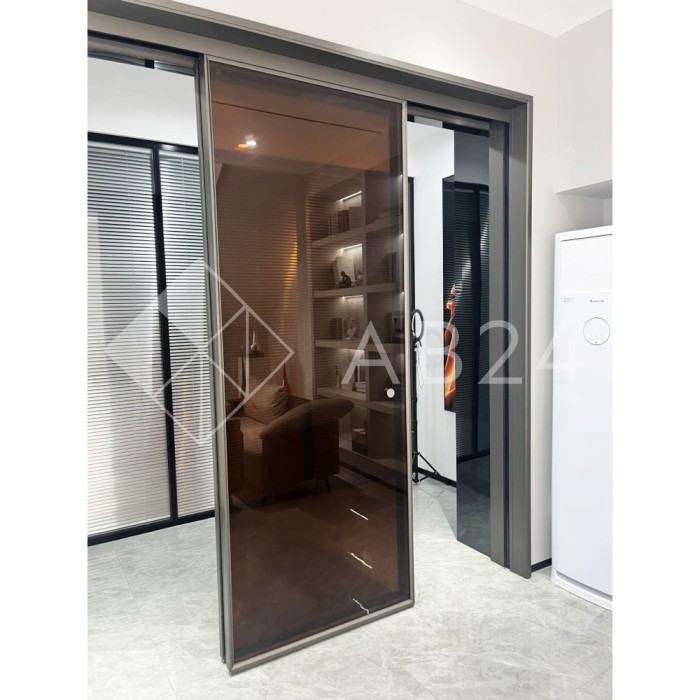 Комплект раздвижной системы DSK-180.3 AL/BL телескоп. на 3 двери (3Т+0) в проем высота 2.4 м, алюминий/черный