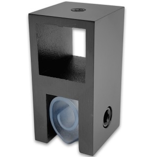 Держатель стекла FDC-58E сквозной 15х15 вертикальный ЭКОНОМ, нержавейка/оружейная сталь