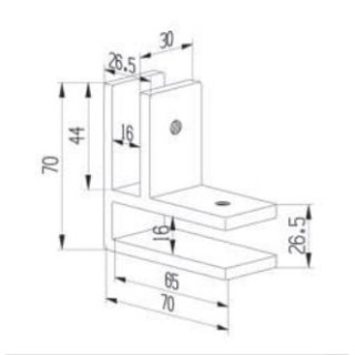 Крепление FKK-205, 70х70х30 мм стекло-стекло 90°, нержавейка/матовый