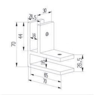 Крепление FKK-205, 70х70х30 мм стекло-стекло 90°, нержавейка/матовый