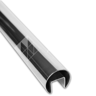 Поручень FOP-230.3 круглый O48.3 мм с пазом 24х24 длина 3 м, нержавейка/полированный