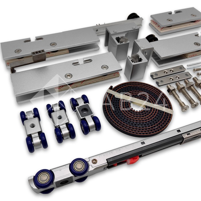 Раздвижная система FDS-20.21 телескопическая для трех дверей, одна неподвижная 2+1, алюминий/анодированный
