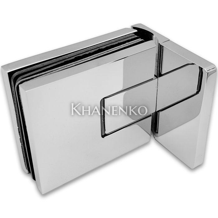 Петля Сирена FDP-210 стена-стекло 90° с крышками с бок. креплением, латунь/хром