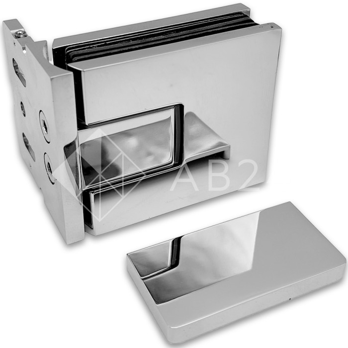 Петля Сирена FDP-210 стена-стекло 90° с крышками с бок. креплением, латунь/хром