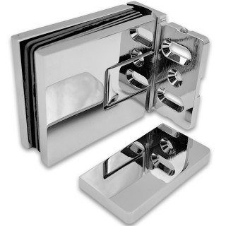 Петля Сирена FDP-210 стена-стекло 90° с крышками с бок. креплением, латунь/хром