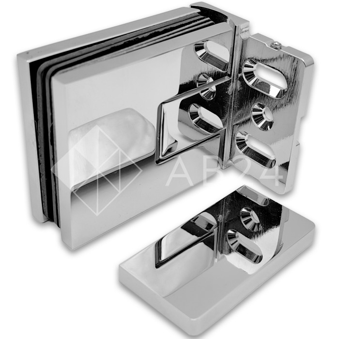 Петля Сирена FDP-210 стена-стекло 90° с крышками с бок. креплением, латунь/хром