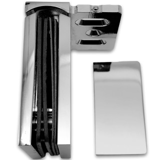 Петля Сирена FDP-210 стена-стекло 90° с крышками с бок. креплением, латунь/хром