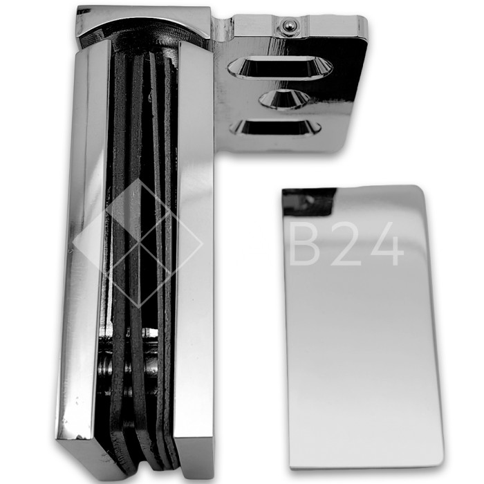 Петля Сирена FDP-210 стена-стекло 90° с крышками с бок. креплением, латунь/хром