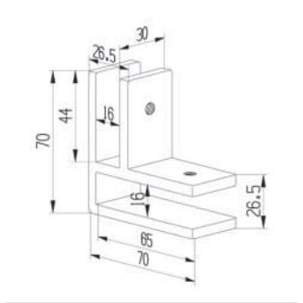Крепление FKK-205, 70х70х30 мм стекло-стекло 90°, нержавейка/черный