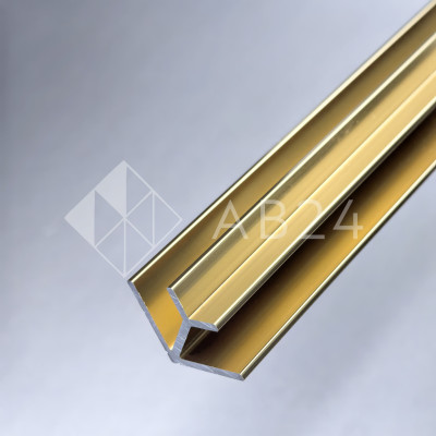 Угловой опорный профиль 90° FDPA-57.3  для стекла 8 мм, 19х19х12,5х1,75 мм, длина 3 м, алюминий/золотой