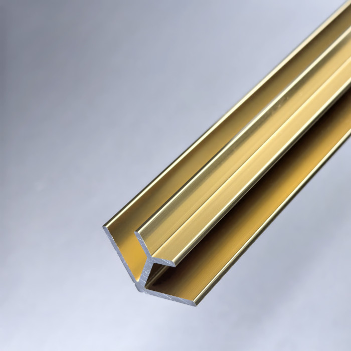 Угловой опорный профиль 90° FDPA-57.3  для стекла 8 мм, 19х19х12,5х1,75 мм, длина 3 м, алюминий/золотой