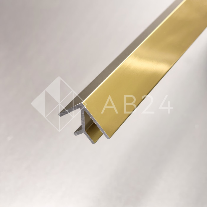 Угловой опорный профиль 90° FDPA-57.3  для стекла 8 мм, 19х19х12,5х1,75 мм, длина 3 м, алюминий/золотой