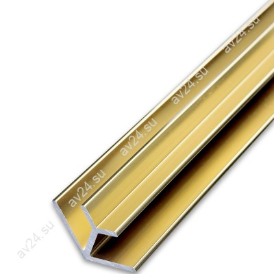 Угловой опорный профиль 90° FDPA-57.3  для стекла 8 мм, 19х19х12,5х1,75 мм, длина 3 м, алюминий/золотой