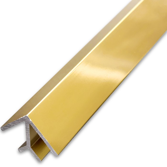 Угловой опорный профиль 90° FDPA-57.3  для стекла 8 мм, 19х19х12,5х1,75 мм, длина 3 м, алюминий/золотой