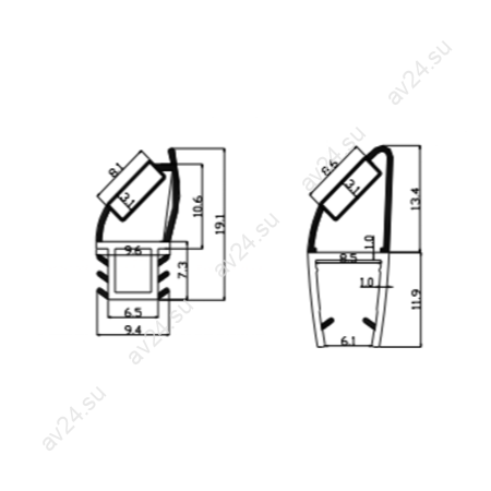 Уплотнитель FDPP-519.8 ПРЕМИУМ магнитный вставка в П-профиль, черный, 2,5м, стекло 8 мм