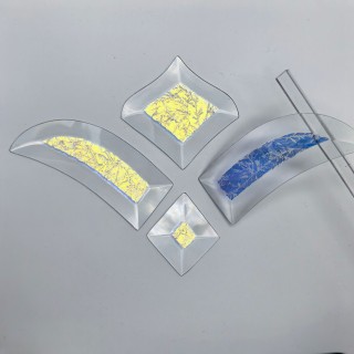 Бевелс AV35 дихроичный (4 элемента) синий мороз, 216 х 140 мм