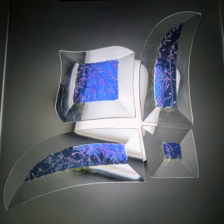 Бевелс AV35 дихроичный (4 элемента) синий мороз, 216 х 140 мм