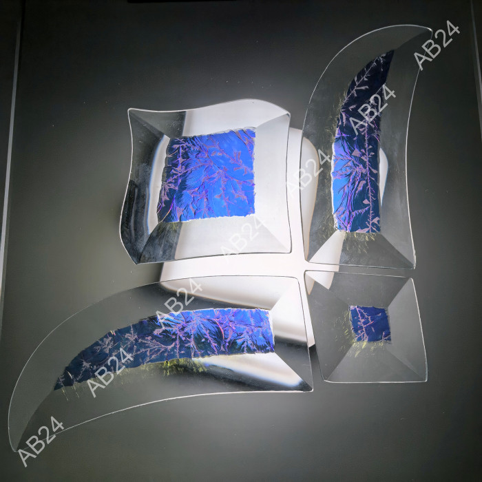 Бевелс AV35 дихроичный (4 элемента) синий мороз, 216 х 140 мм