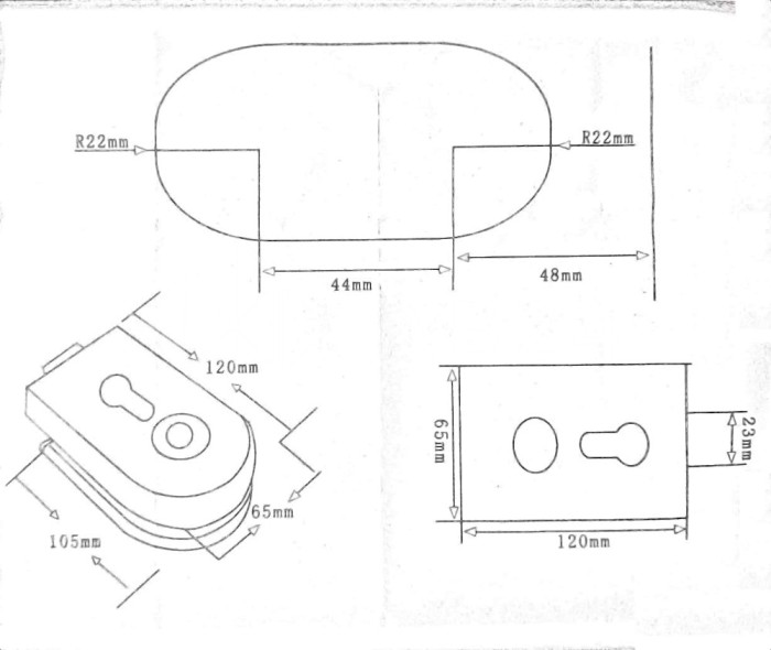 Замок сантехнический FMZ-32.1 для двери из стекла, с притвором, алюминий/черный