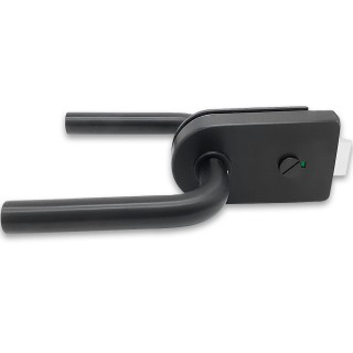 Замок сантехнический FMZ-32.1 для двери из стекла, с притвором, алюминий/черный