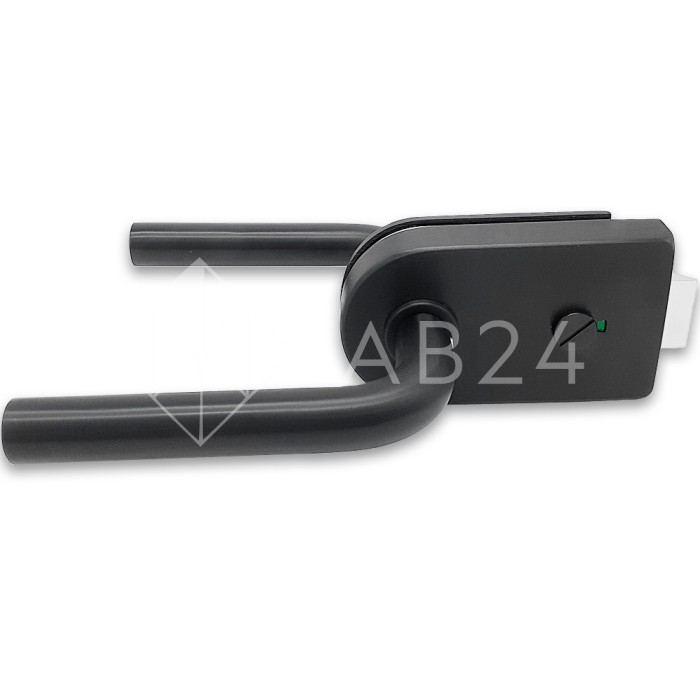 Замок сантехнический FMZ-32.1 для двери из стекла, с притвором, алюминий/черный