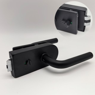 Замок сантехнический FMZ-32.1 для двери из стекла, с притвором, алюминий/черный