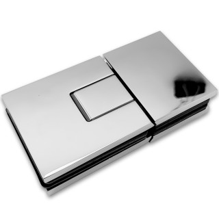 Петля Сирена FDP-212 стекло-стекло 180° с крышками, латунь/хром