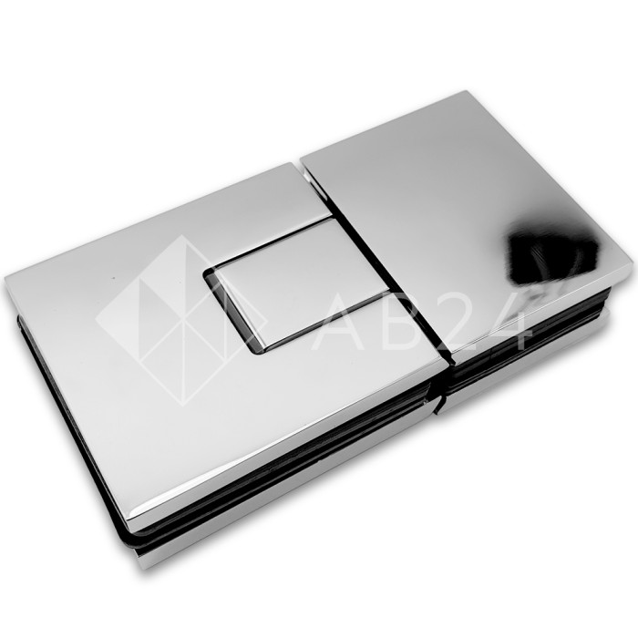 Петля Сирена FDP-212 стекло-стекло 180° с крышками, латунь/хром