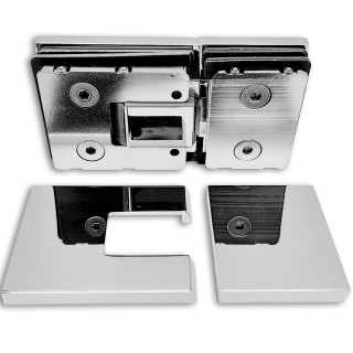 Петля Сирена FDP-212 стекло-стекло 180° с крышками, латунь/хром