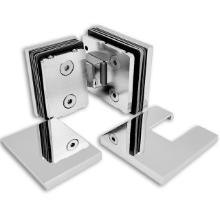 Петля Сирена FDP-212 стекло-стекло 180° с крышками, латунь/хром