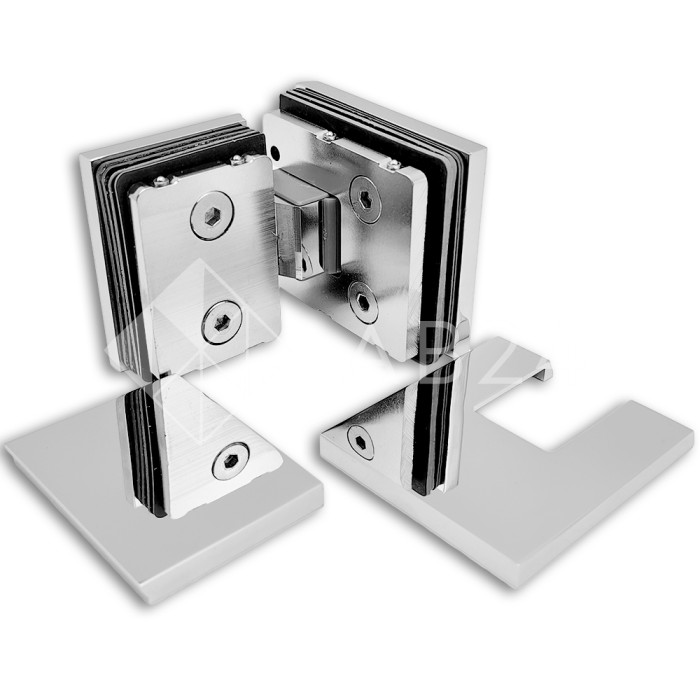 Петля Сирена FDP-212 стекло-стекло 180° с крышками, латунь/хром