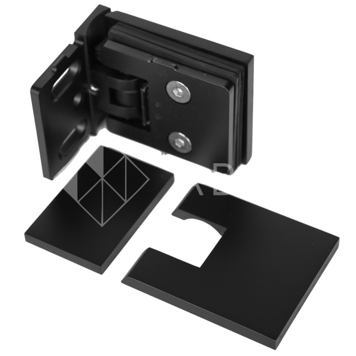 Петля Аврора FDP-180.1 стена-стекло 90° с крышками, латунь/черный