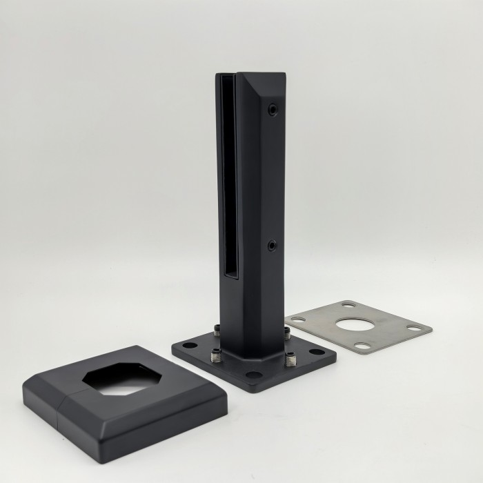 Стойка ПРЕМИУМ FOS-103 напольная 124х254 мм без сверления, крышка А+В, дюплекс/черный