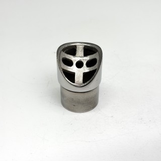 Наконечник седловина FOP-38.27 для трубы O38хO50.8 мм, GRIT 600, скос 30°, нержавейка/полированный