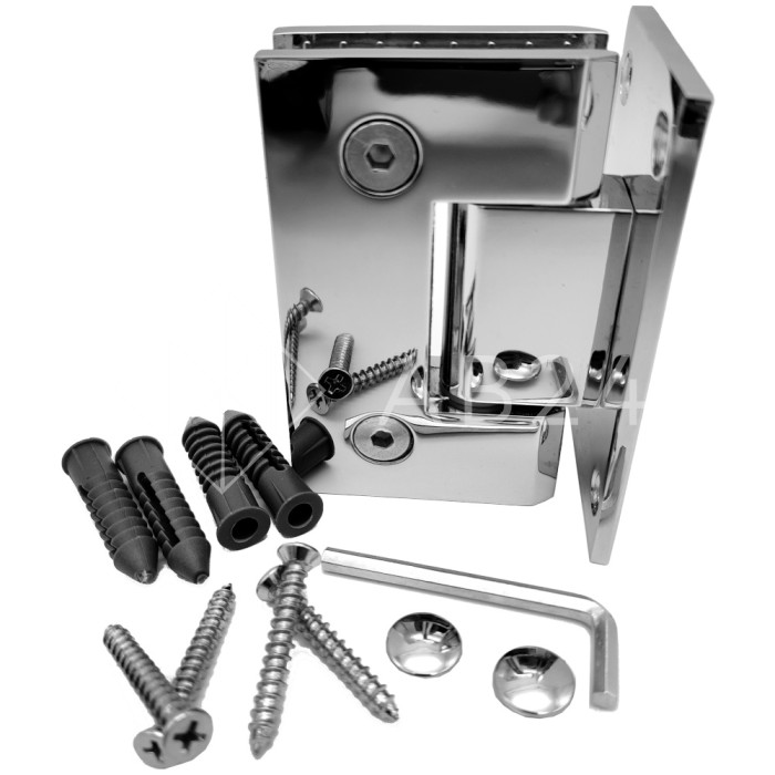 Петля Альфа α FDP-11 стена-стекло с центр. креплением, цинк/хром