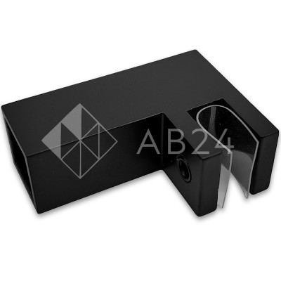 Держатель стекла FDC-61, 15х15 торцевой 90°, нержавейка/черный